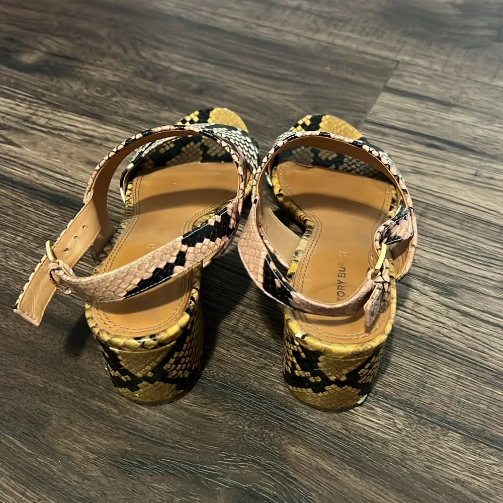 Tory Burch Multicolor Snake Print Strappy Heeled Sandal